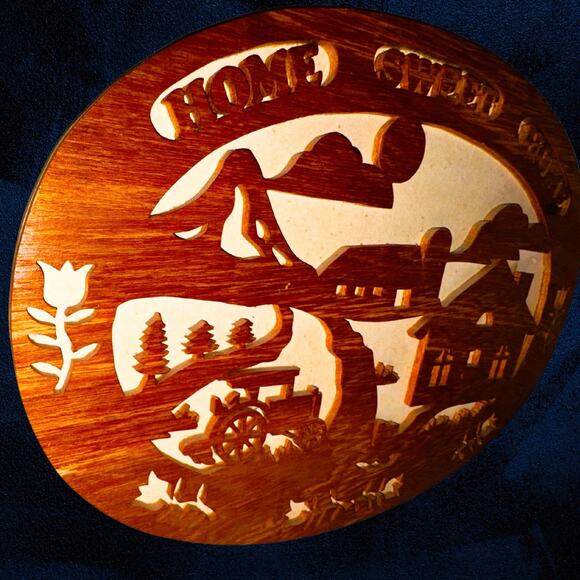 Handmade 1997 Scroll Saw “Home Sweet Home” Wood Plaque | Rustic Farmhouse Art - Picture 5 of 9